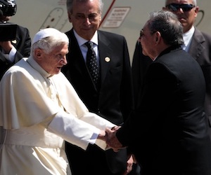 Palabras presidente cubano en el recimiento Papa Benedicto XVI